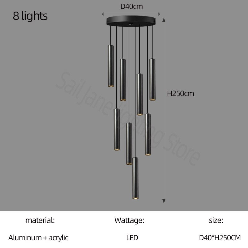 ChandeliersDecor.com-Staircase Chandelier-Cylindrical Pendant Staircase Chandelier