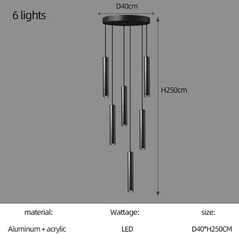 ChandeliersDecor.com-Staircase Chandelier-Cylindrical Pendant Staircase Chandelier