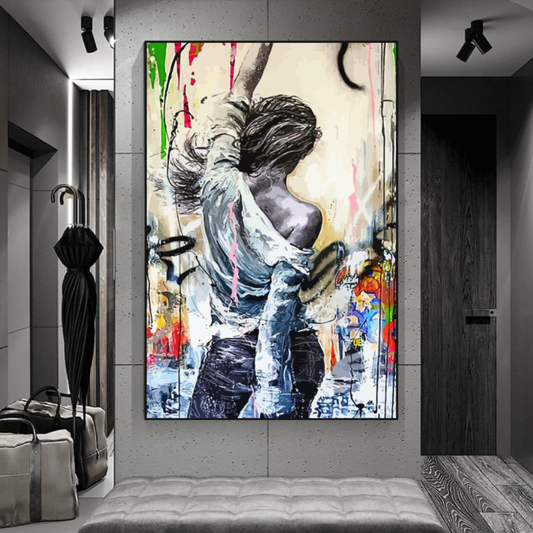 Dancing Girl Street Graffiti Canvas Wall Art-ChandeliersDecor.com
