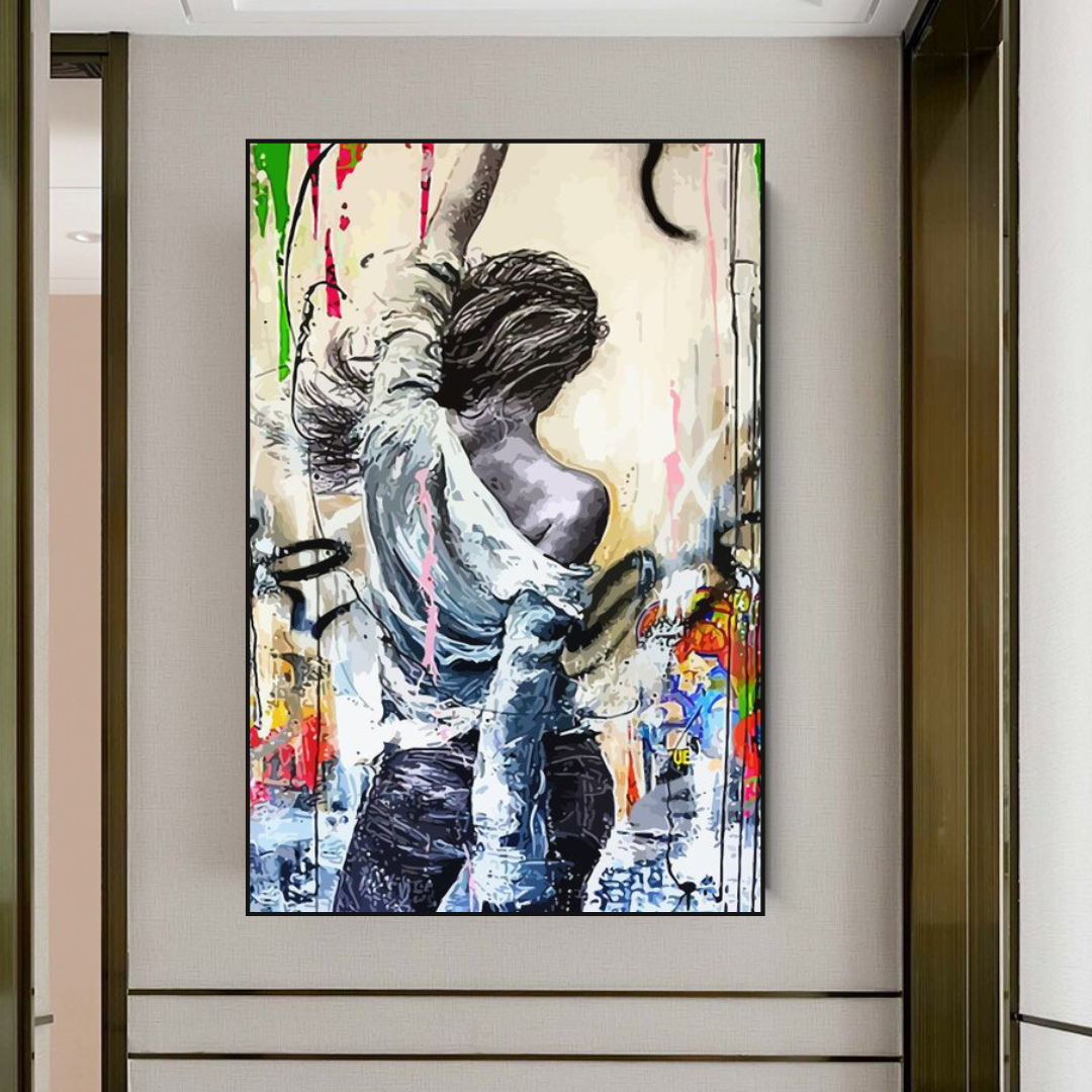 Dancing Girl Street Graffiti Canvas Wall Art-ChandeliersDecor.com