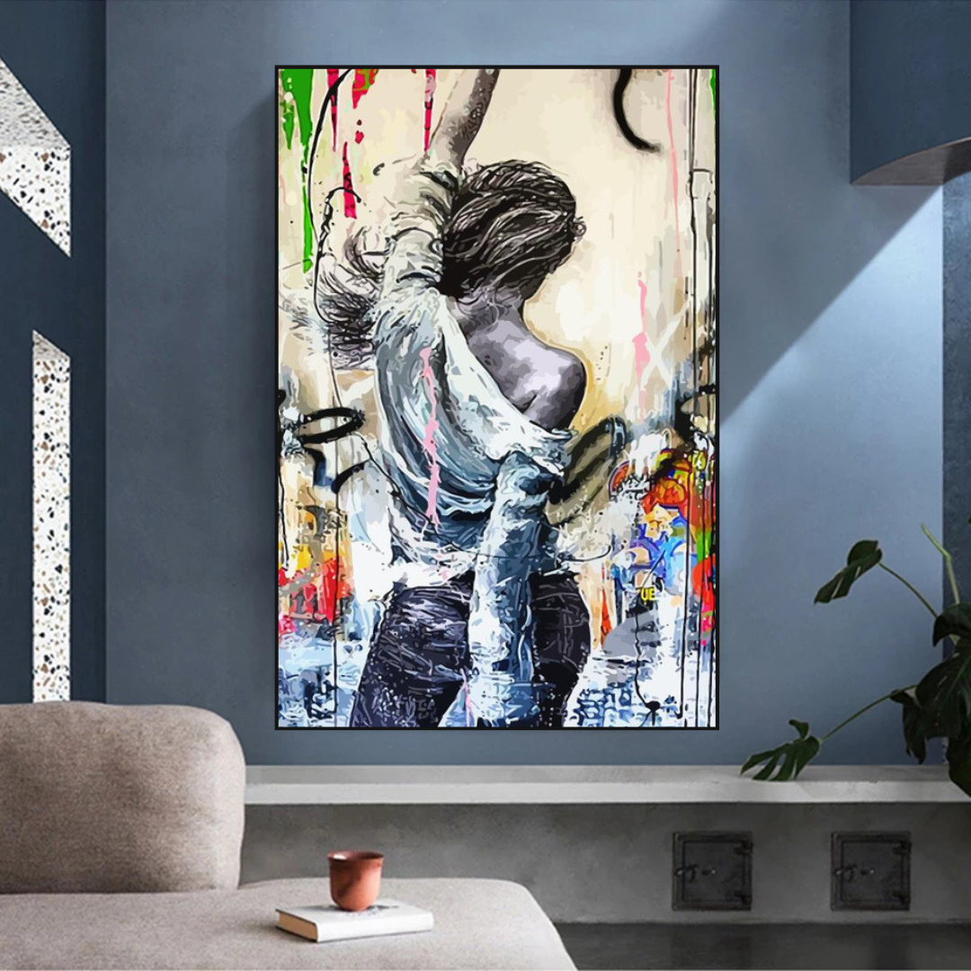 Dancing Girl Street Graffiti Canvas Wall Art-ChandeliersDecor.com