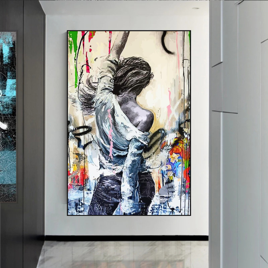 ChandeliersDecor.com-Wall Posters-Dancing Girl Street Graffiti Canvas Wall Art