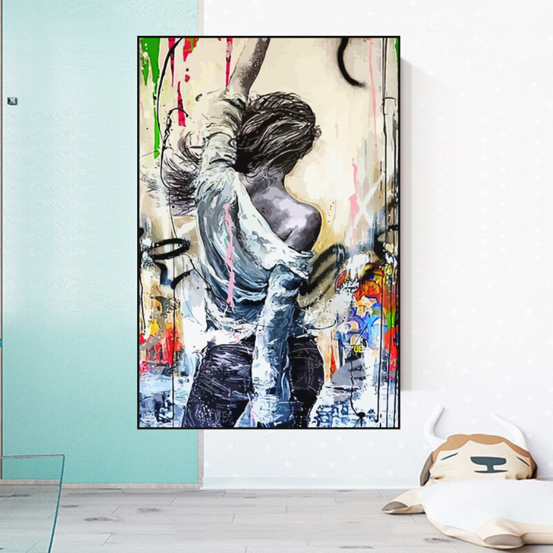 Dancing Girl Street Graffiti Canvas Wall Art-ChandeliersDecor.com