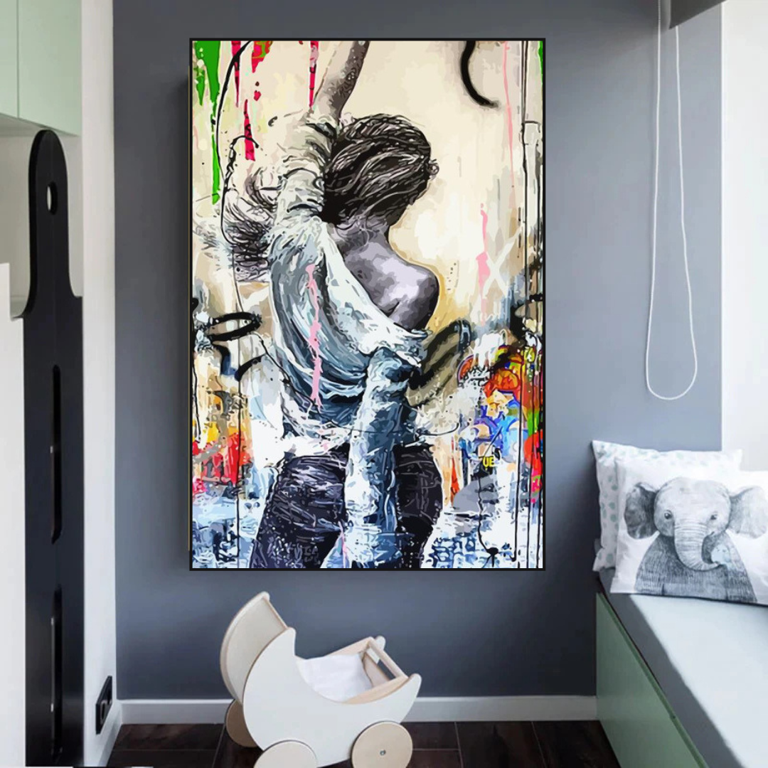 Dancing Girl Street Graffiti Canvas Wall Art-ChandeliersDecor.com