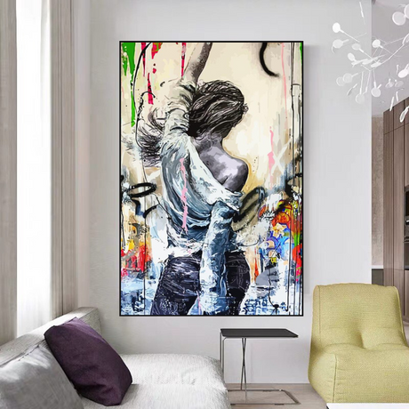 ChandeliersDecor.com-Wall Posters-Dancing Girl Street Graffiti Canvas Wall Art