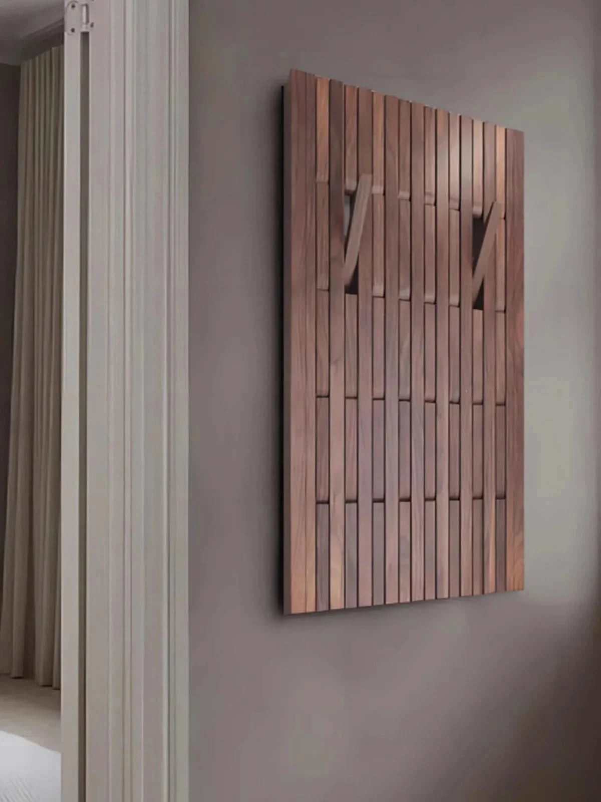 Dark Wallnut Wood Piano Wall Hanging Coats Organiser-ChandeliersDecor.com