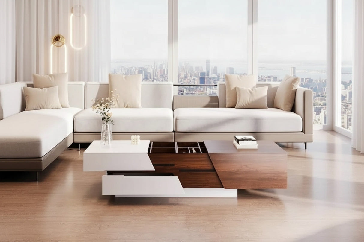Dark Walnut Coffee Table Extendable with Storage-ChandeliersDecor.com
