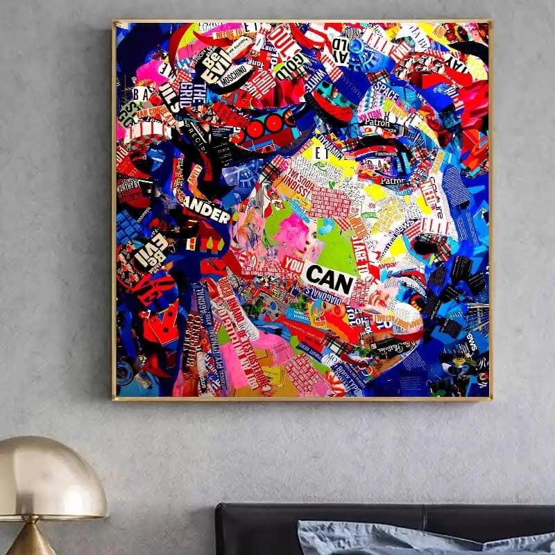 David Head Sculpture Graffiti Canvas Wall Art-ChandeliersDecor.com