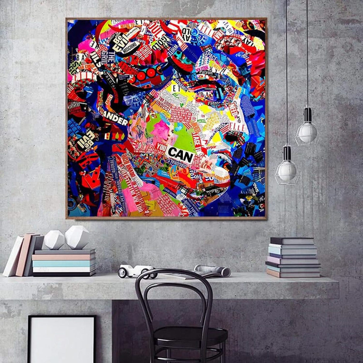 David Head Sculpture Graffiti Canvas Wall Art-ChandeliersDecor.com