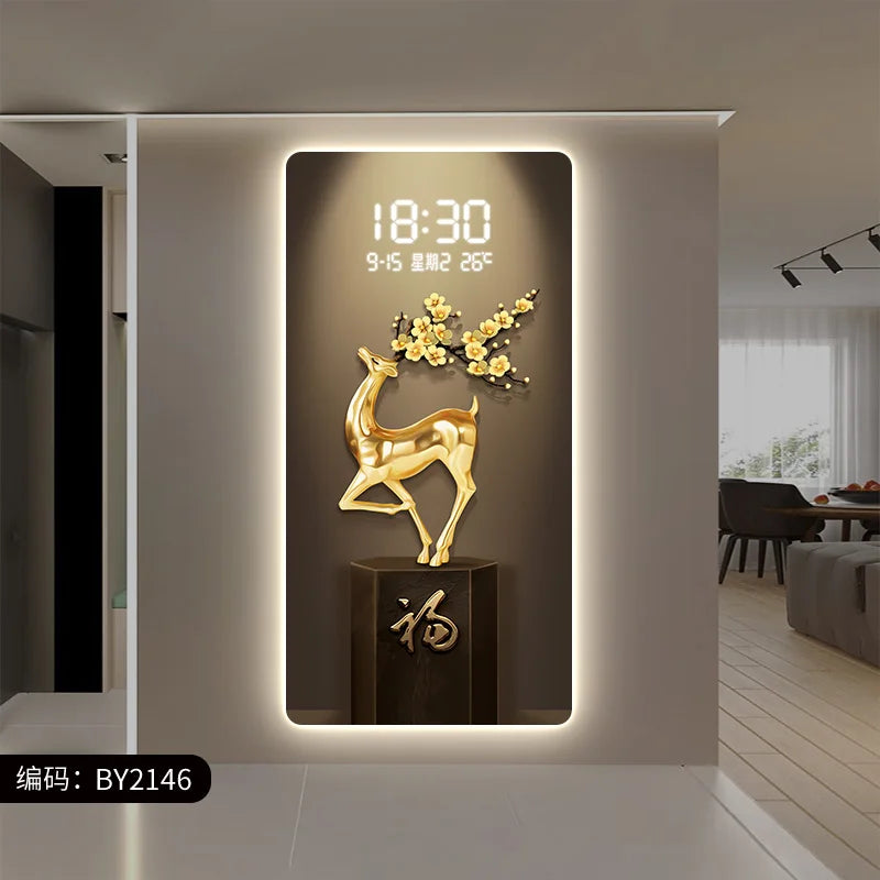 ChandeliersDecor.com-Wall Clocks-Deer Scenary Digital Wall Clock