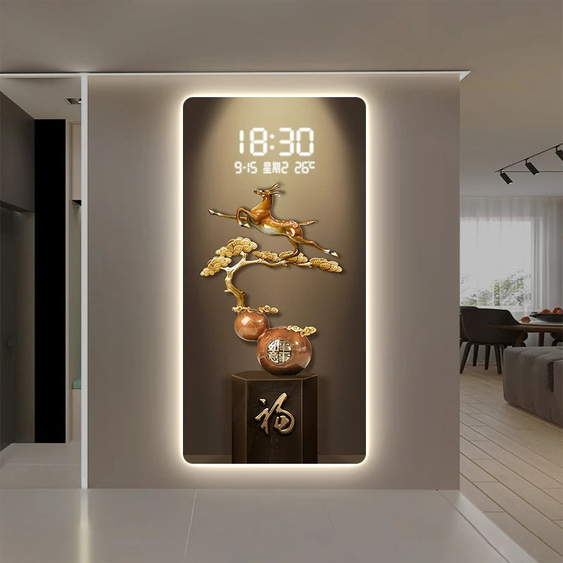 ChandeliersDecor.com-Wall Clocks-Deer Scenary Digital Wall Clock