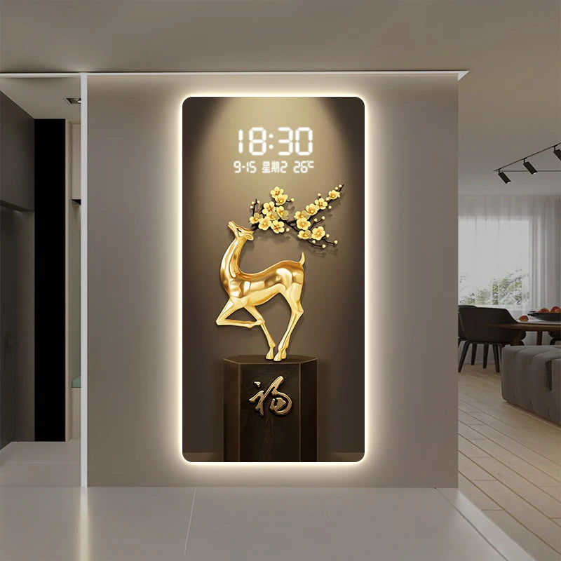 ChandeliersDecor.com-Wall Clocks-Deer Scenary Digital Wall Clock