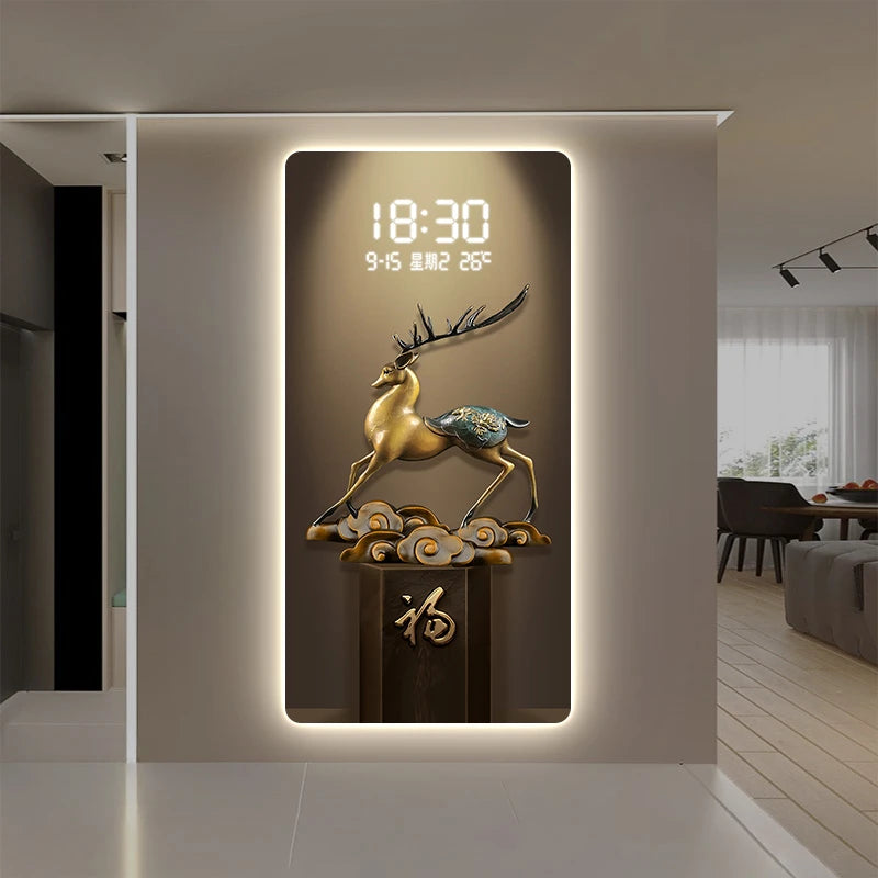 ChandeliersDecor.com-Wall Clocks-Deer Scenary Digital Wall Clock