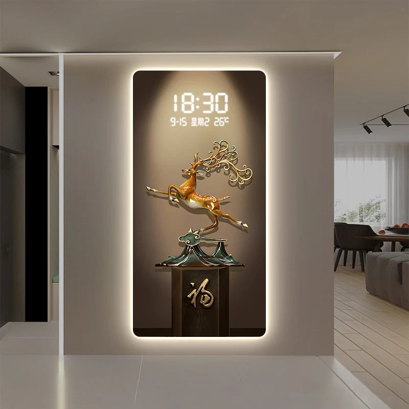 ChandeliersDecor.com-Wall Clocks-Deer Scenary Digital Wall Clock