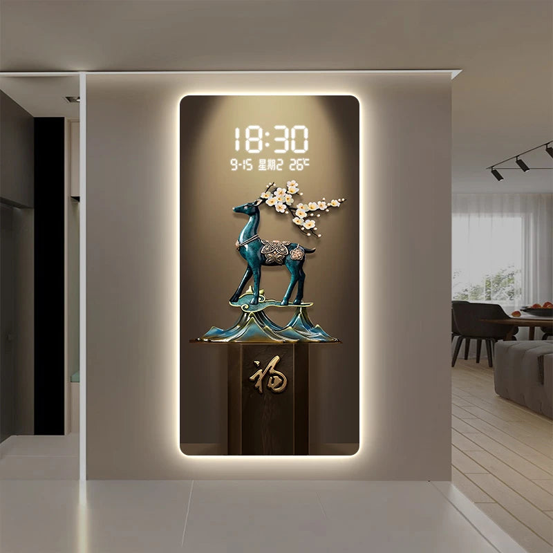 ChandeliersDecor.com-Wall Clocks-Deer Scenary Digital Wall Clock