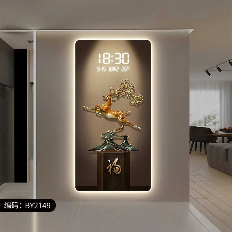 ChandeliersDecor.com-Wall Clocks-Deer Scenary Digital Wall Clock