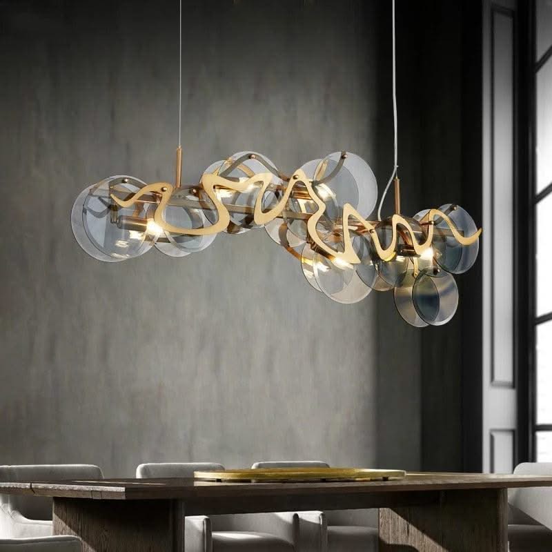 ChandeliersDecor.com-Kitchen Island-Designer Glass Chandelier: Elevate Your Space