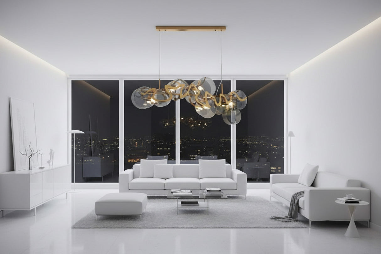 ChandeliersDecor.com-Kitchen Island-Designer Glass Chandelier: Elevate Your Space