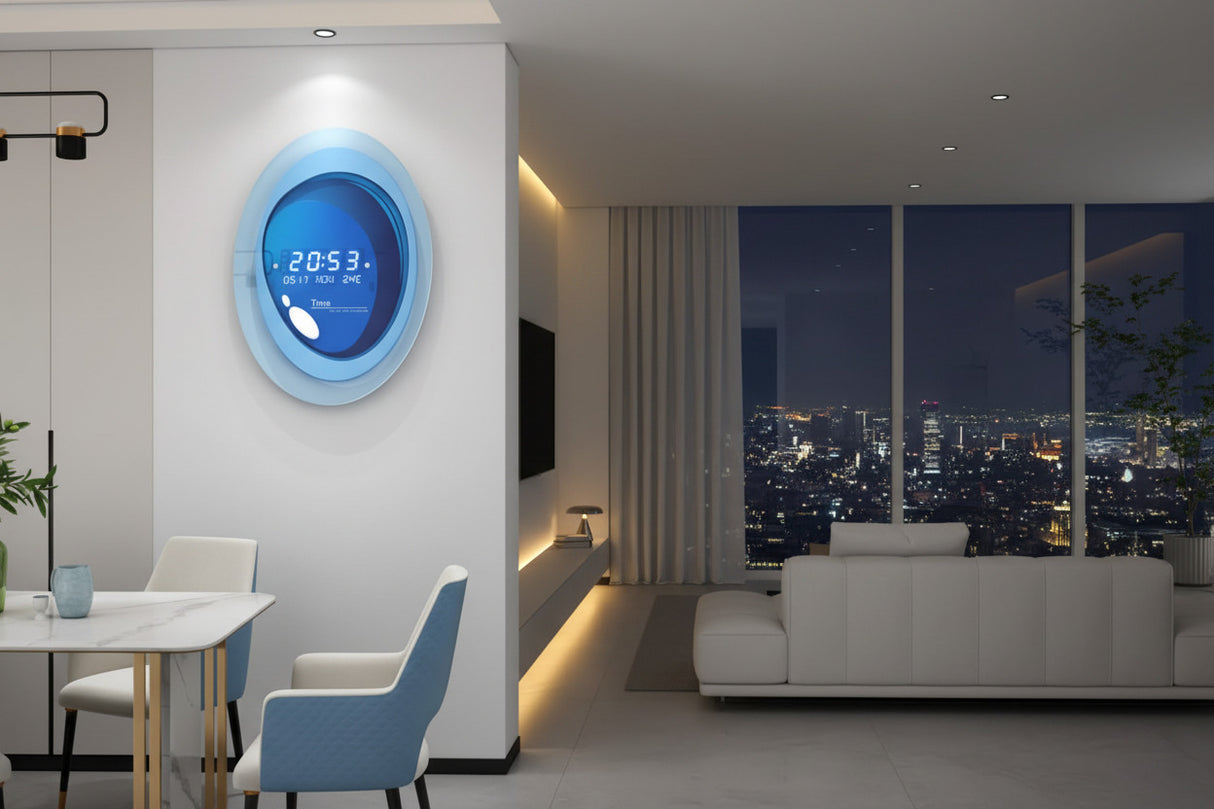 Designer Wall Clock: Modern Digital Capsule Style Wall Clock-ChandeliersDecor.com