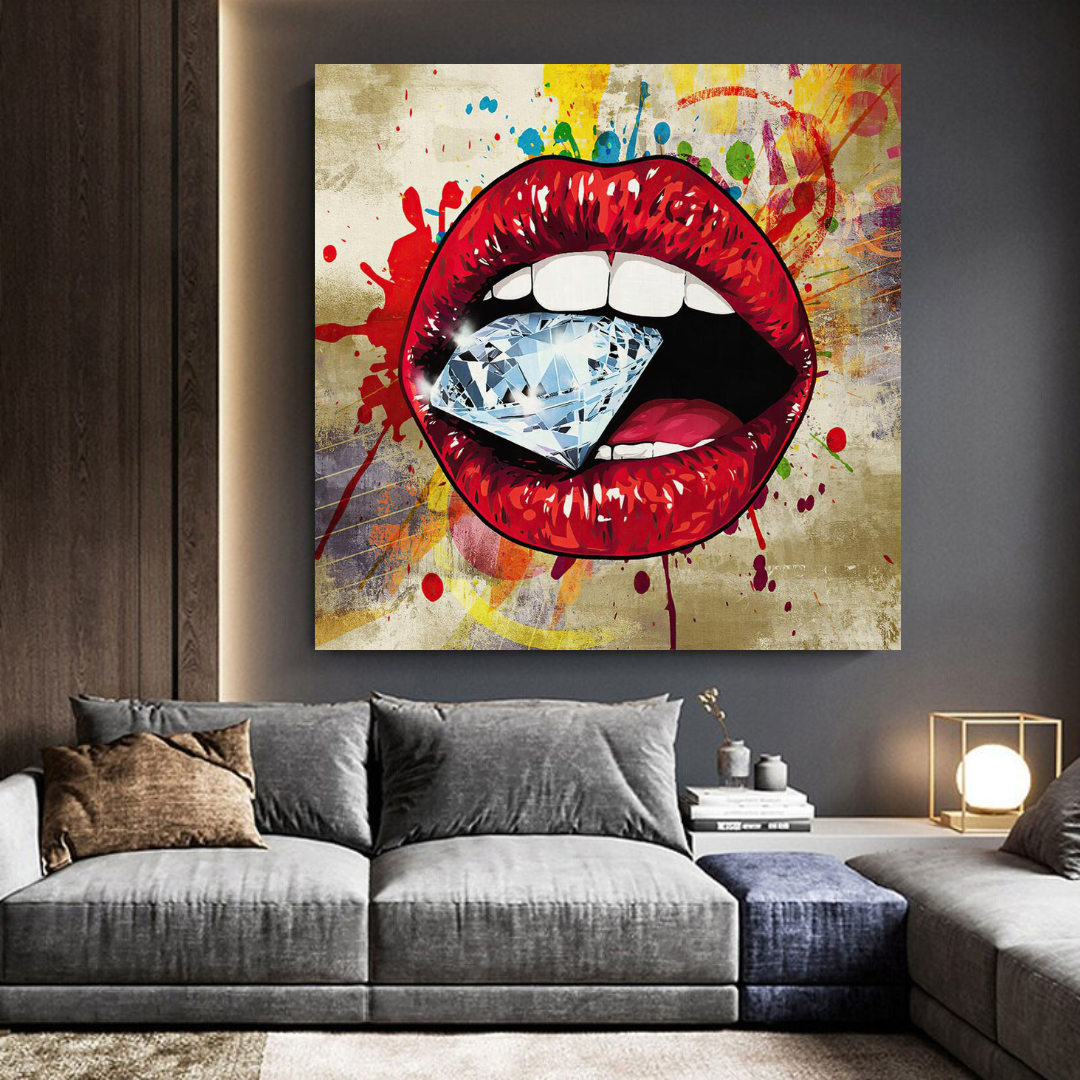 ChandeliersDecor.com-Wall Posters-Diamond in Lips Canvas Wall Art