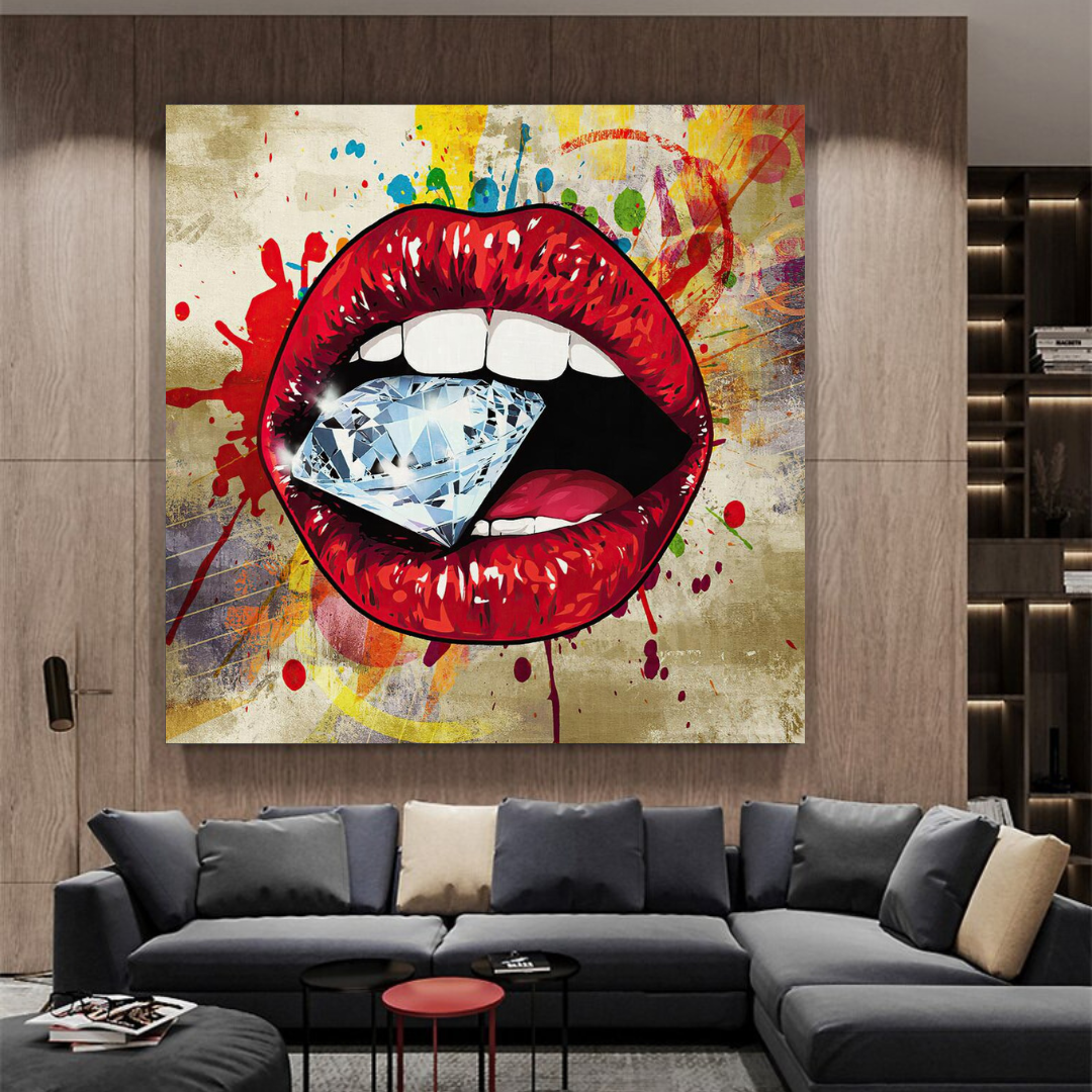 Diamond in Lips Canvas Wall Art-ChandeliersDecor.com
