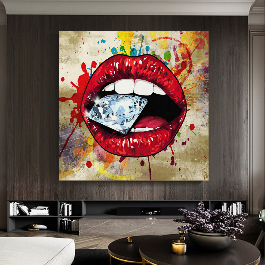 Diamond in Lips Canvas Wall Art-ChandeliersDecor.com