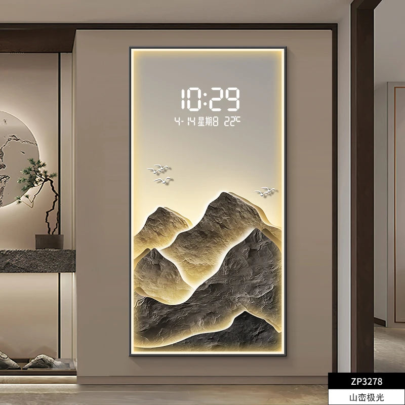 ChandeliersDecor.com-Wall Clocks-Digital Mountain Scenary Wall Clock