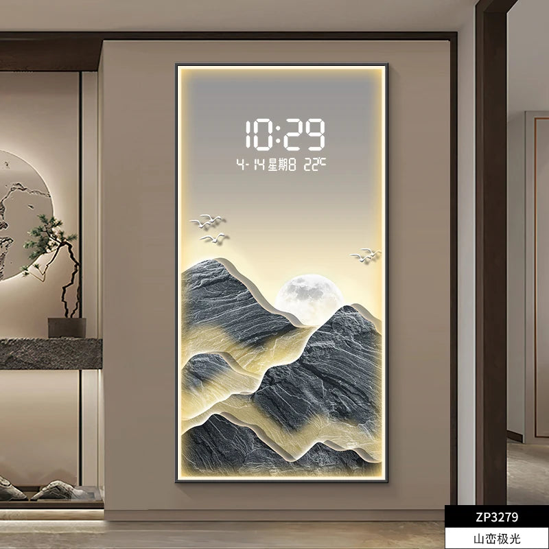 ChandeliersDecor.com-Wall Clocks-Digital Mountain Scenary Wall Clock