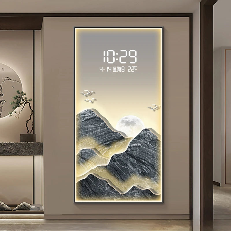 ChandeliersDecor.com-Wall Clocks-Digital Mountain Scenary Wall Clock