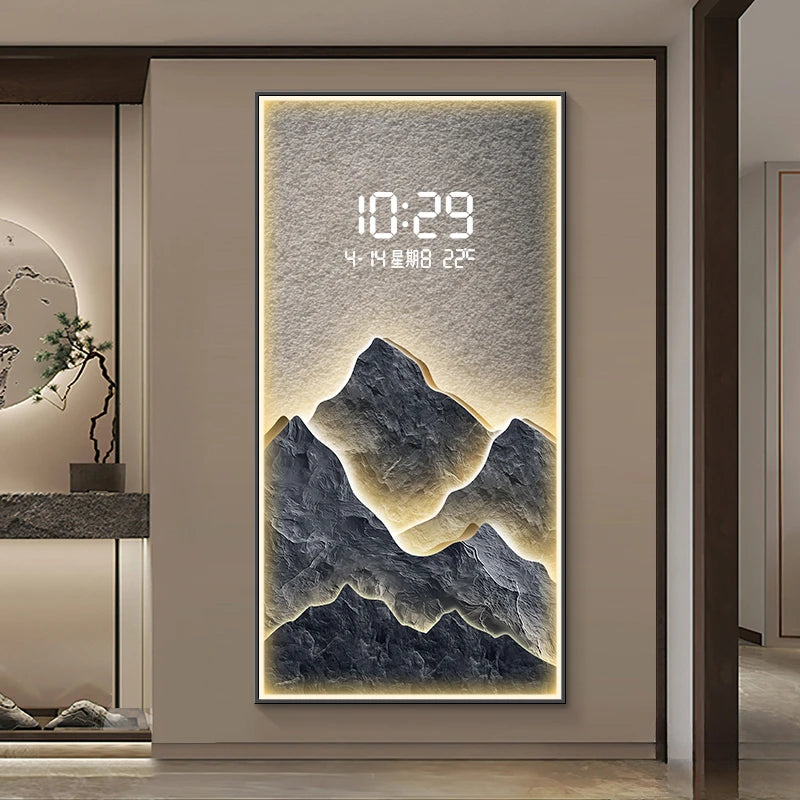ChandeliersDecor.com-Wall Clocks-Digital Mountain Scenary Wall Clock