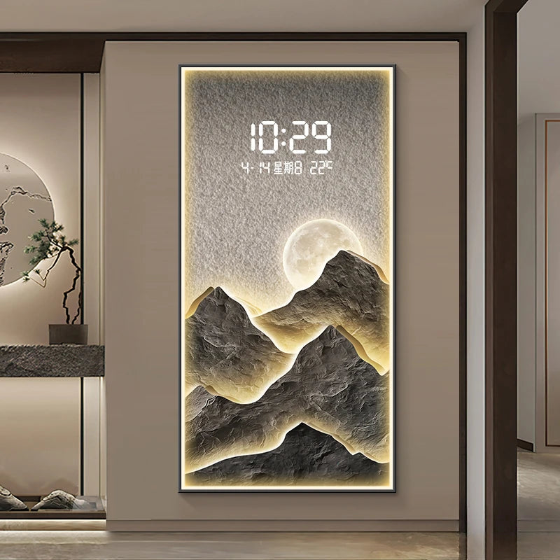 ChandeliersDecor.com-Wall Clocks-Digital Mountain Scenary Wall Clock
