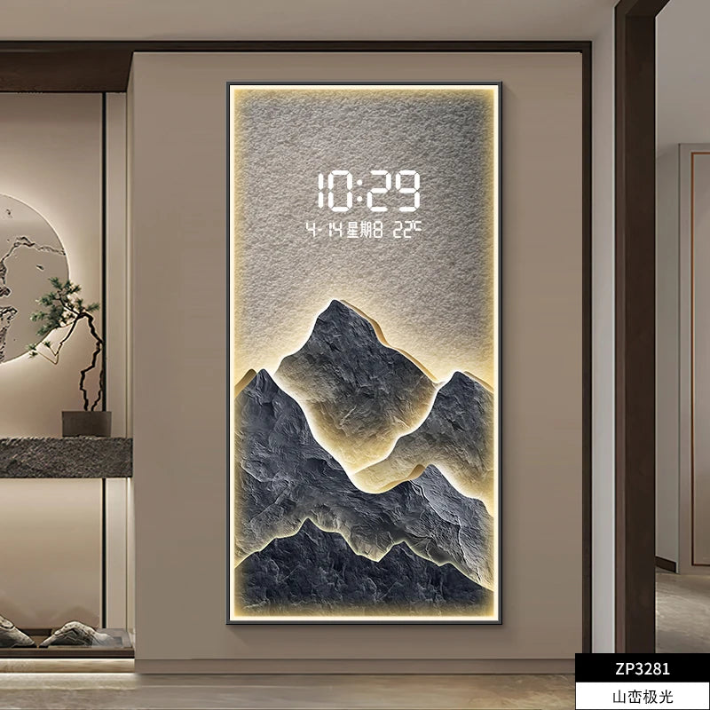 ChandeliersDecor.com-Wall Clocks-Digital Mountain Scenary Wall Clock