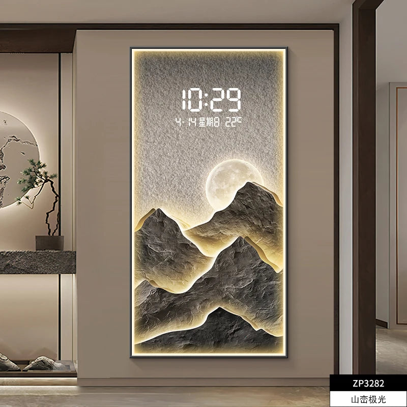 ChandeliersDecor.com-Wall Clocks-Digital Mountain Scenary Wall Clock