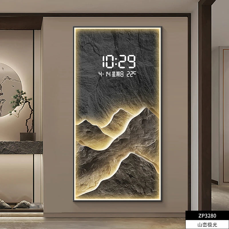 ChandeliersDecor.com-Wall Clocks-Digital Mountain Scenary Wall Clock