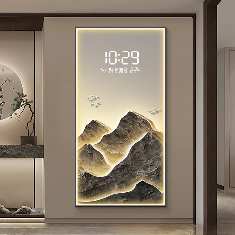 ChandeliersDecor.com-Wall Clocks-Digital Mountain Scenary Wall Clock