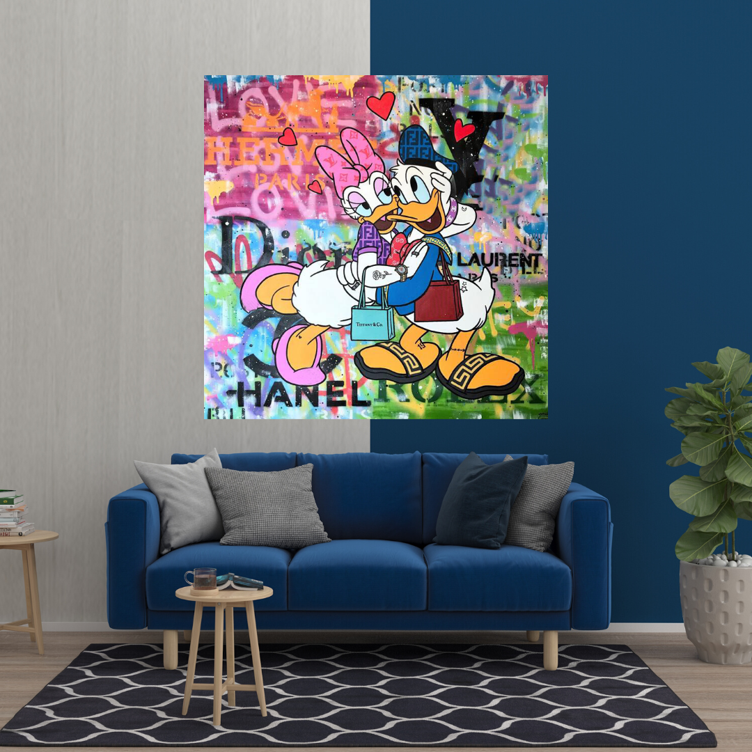 Disney Donald Duck Romantic Graffiti Canvas Wall Art-ChandeliersDecor.com