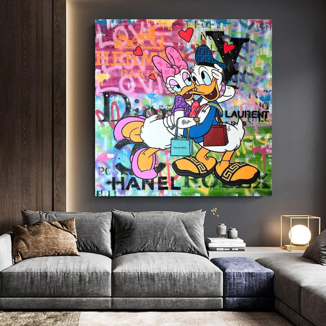 Disney Donald Duck Romantic Graffiti Canvas Wall Art-ChandeliersDecor.com