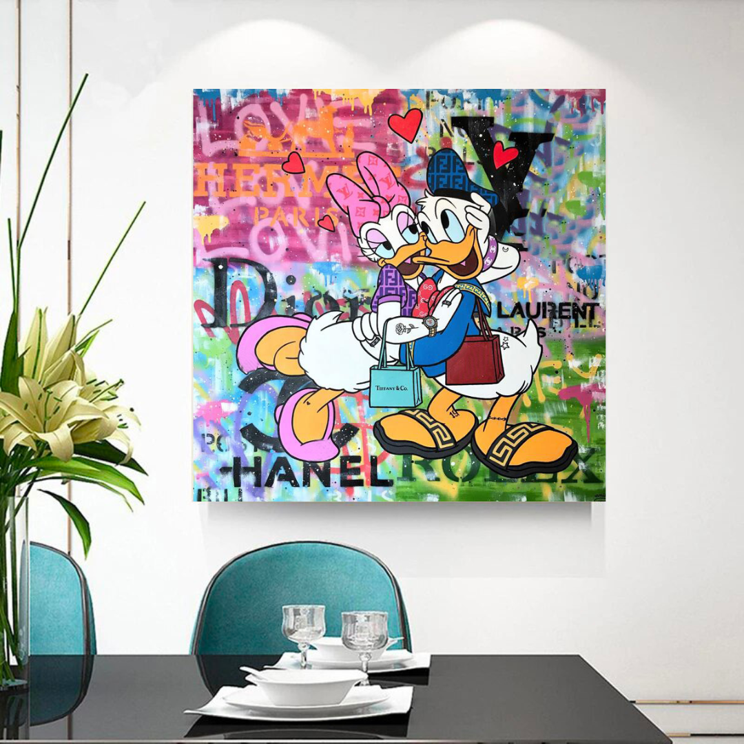 Disney Donald Duck Romantic Graffiti Canvas Wall Art-ChandeliersDecor.com