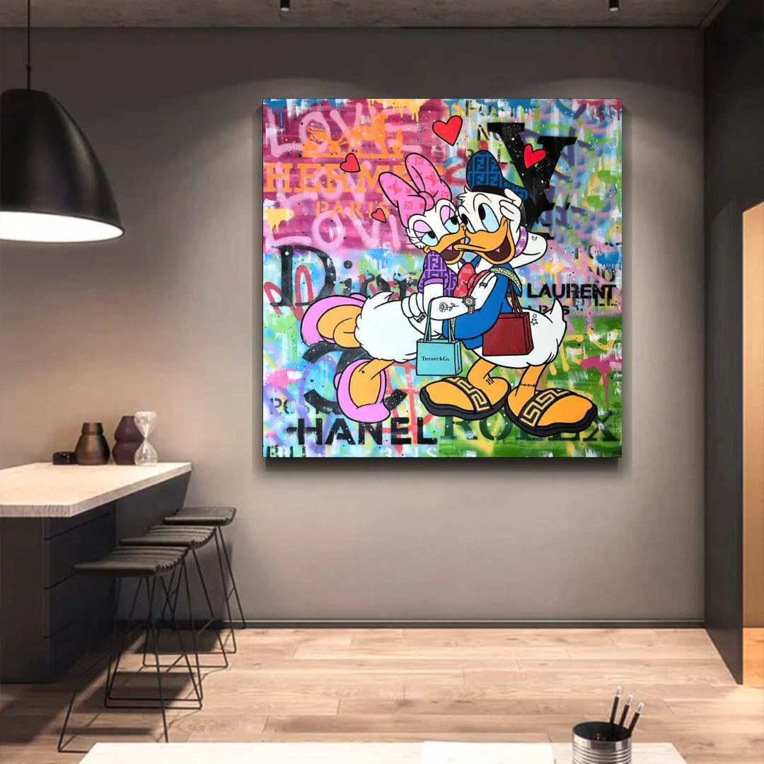Disney Donald Duck Romantic Graffiti Canvas Wall Art-ChandeliersDecor.com