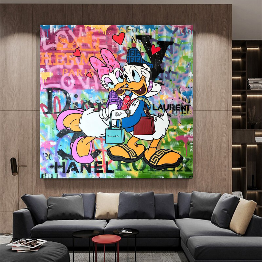 Disney Donald Duck Romantic Graffiti Canvas Wall Art-ChandeliersDecor.com