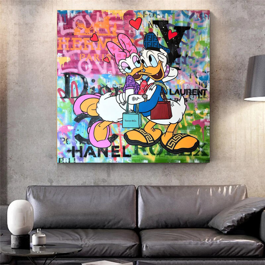 Disney Donald Duck Romantic Graffiti Canvas Wall Art-ChandeliersDecor.com