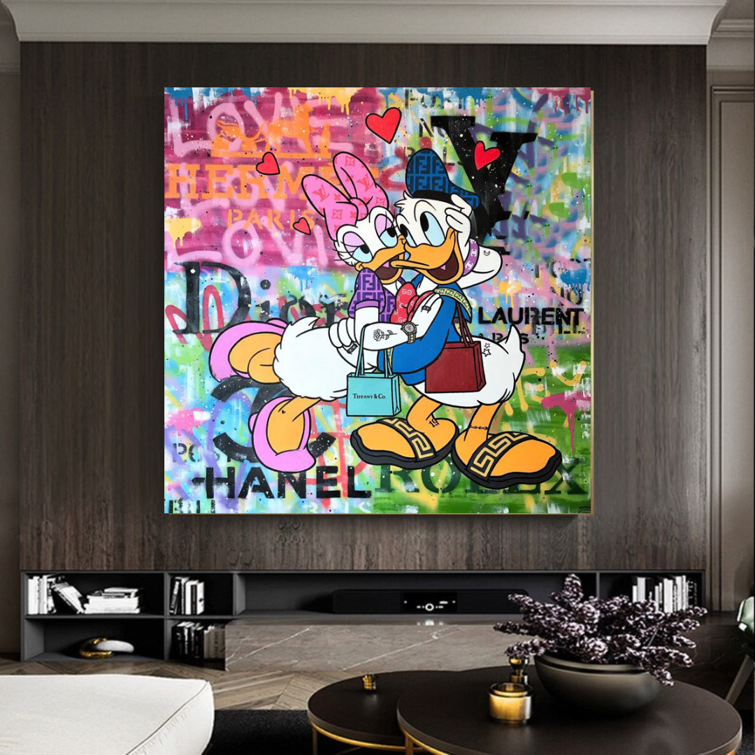 Disney Donald Duck Romantic Graffiti Canvas Wall Art-ChandeliersDecor.com