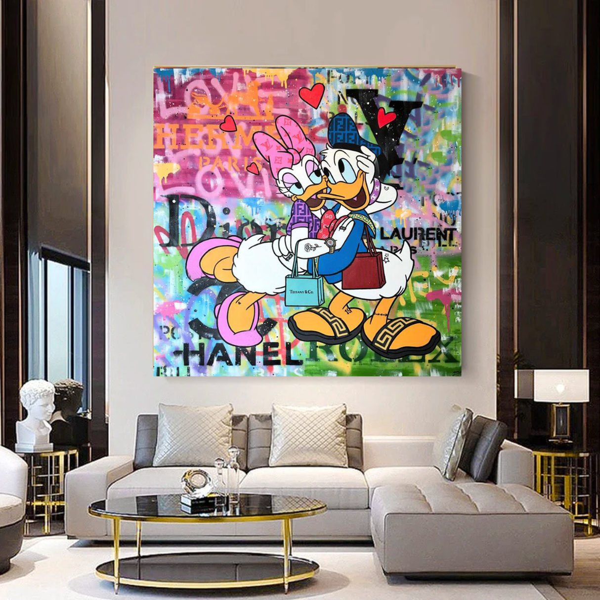 Disney Donald Duck Romantic Graffiti Canvas Wall Art-ChandeliersDecor.com