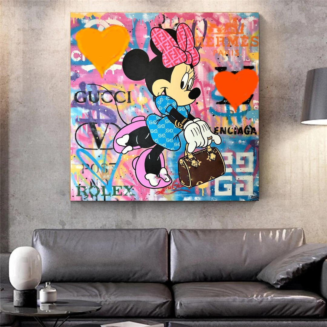 Disney Minnie Mouse Graffiti Canvas Wall Art-ChandeliersDecor.com