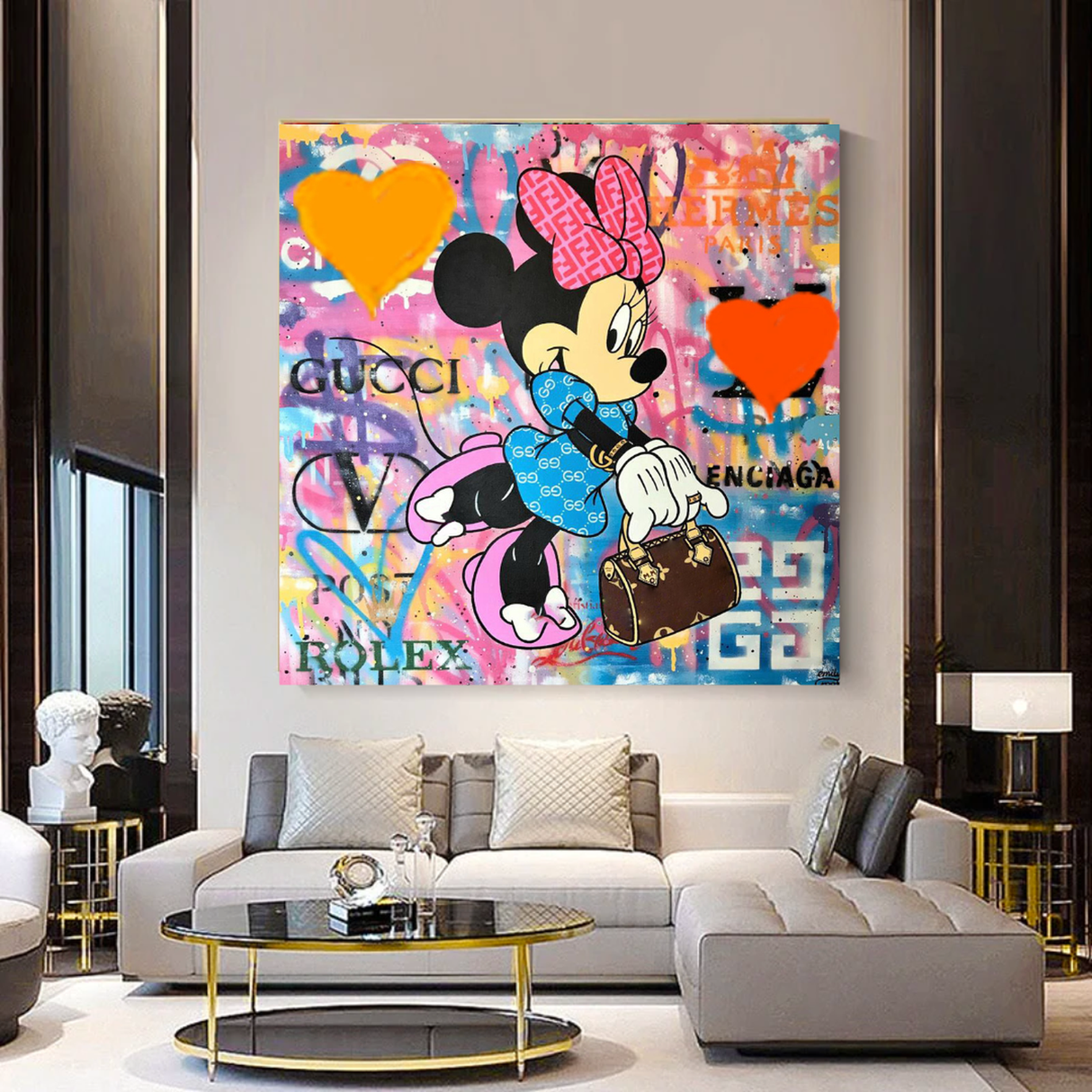 Disney Minnie Mouse Graffiti Canvas Wall Art-ChandeliersDecor.com