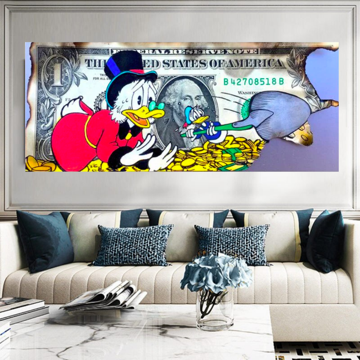 Disney Scrooge McDuck Dollar Donald Duck Canvas Wall Art-ChandeliersDecor.com