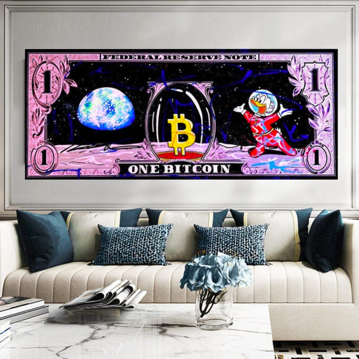Disney Scrooge McDuck Dollar Donald Duck Canvas Wall Art-ChandeliersDecor.com