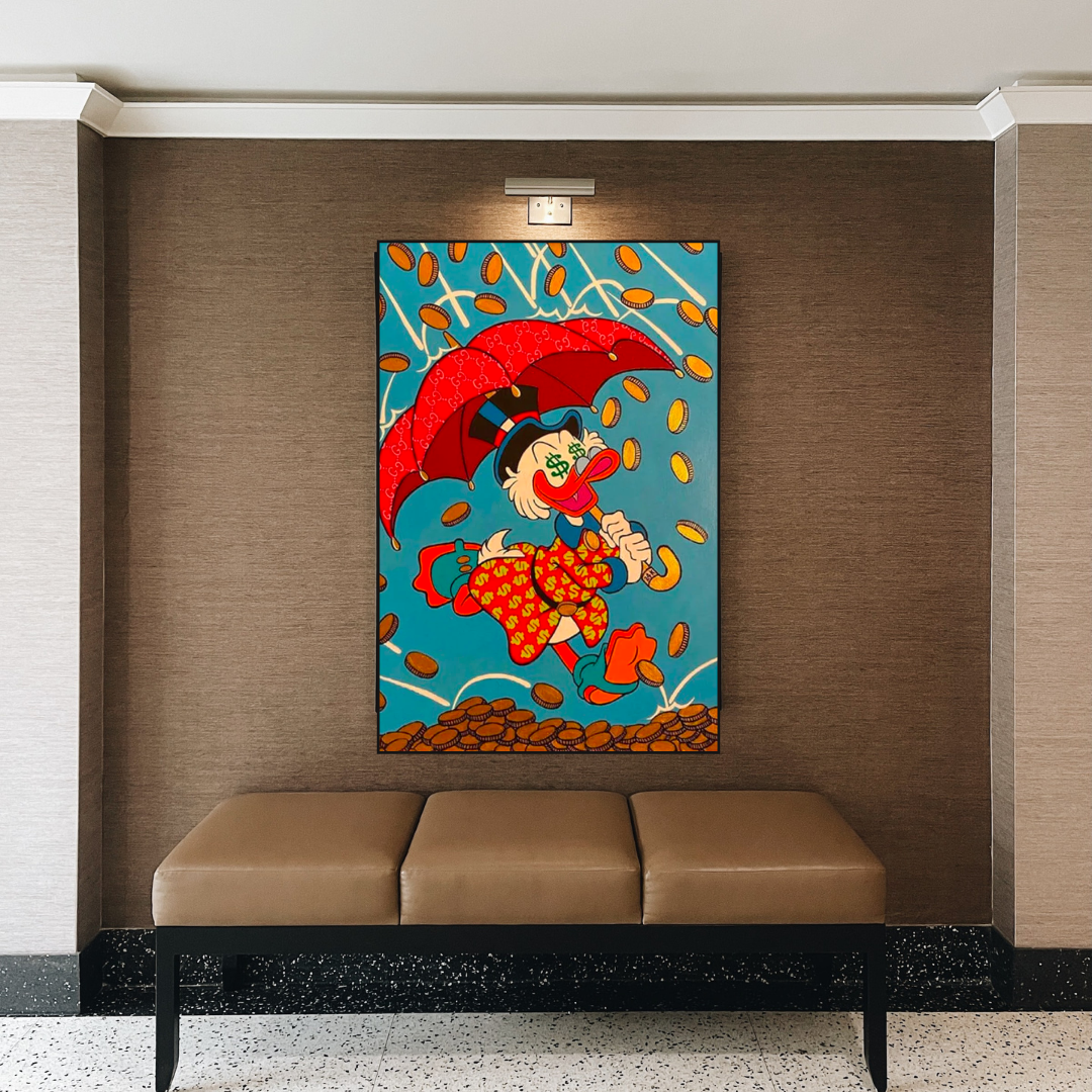 Disney Scrooge Mcduck with Umbrella Canvas Wall Art-ChandeliersDecor.com
