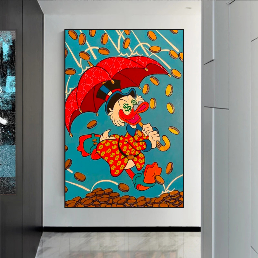Disney Scrooge Mcduck with Umbrella Canvas Wall Art-ChandeliersDecor.com