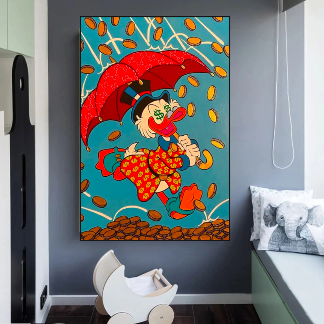 Disney Scrooge Mcduck with Umbrella Canvas Wall Art-ChandeliersDecor.com